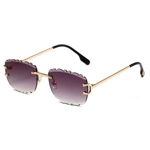 Lunettes de soleil rectangulaires vintage 2025 avec logo personnalisé, pour hommes et femmes, à bords coupés, UV400, dégradées, sans monture, pour hommes et femmes - Product Image 3