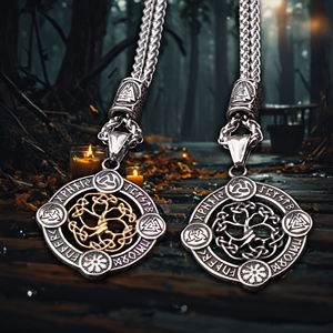 Nórdico vikingo Odín triángulo Logo <span class=keywords><strong>runa</strong></span> <span class=keywords><strong>Runa</strong></span> colgante Árbol de la vida collar de acero inoxidable ocasiones de regalo Material de acero de titanio - Product Image 1