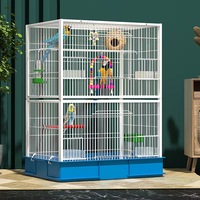 Villa pour oiseaux multi-niveaux en métal avec fermeture à bouton et ceinture, cage d'élevage spacieuse en tube carré de fil de fer