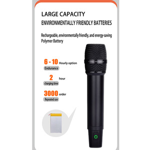 Microphone cardioïde sans fil portable <span class=keywords><strong>Aidi</strong></span> 2.4G en métal, 30 canaux, rechargeable, pour conférence, chant à domicile, extérieur et KTV - Product Image 2