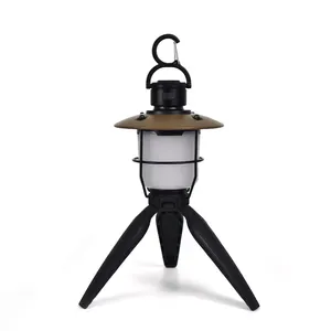 Portátil recarregável Retro Lanterna Lâmpada com gancho para Tent Vintage Camping Light Outdoor LED Camping Lantern