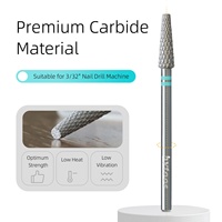HYTOOS 4*13mm Forets à ongles professionnels longs et coniques à coupe diamantée, en chrome, pour cuticules russes, outil de nettoyage des peaux mortes pour ponceuse à ongles électrique