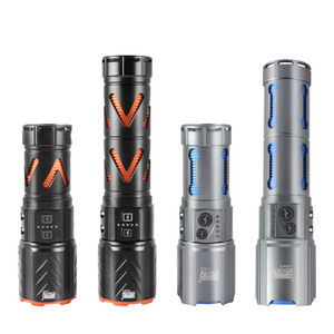 Lampe torche LED rechargeable, zoomable, à intensité variable, en alliage d'aluminium, lumière blanche extérieure avec fonction stroboscopique, support trépied - Product Image 1