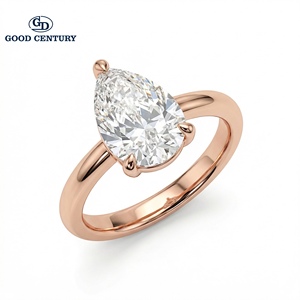 Anillo de Compromiso con Diamante Cultivado en Laboratorio, Corte Pera, Certificado IGI, <span class=keywords><strong>Oro</strong></span> 14K/18K, Tres Puntas, Joyería Fina para Novia - Product Image 3