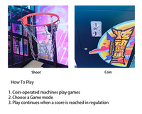 Machine de basket-ball d'arcade pour sport en salle, à monnayeur, avec écran LED, support anglais, en métal et acrylique, pour 2 joueurs