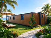 Maison conteneur extensible moderne de 40 pieds avec panneaux solaires pour habitation familiale et jardin, livraison rapide et véranda incluse