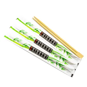 Customized Printed Sleeves Bulk Twins Bamboo Natural Chopsticks Fish Logo Printed Custom Printed Disposable Chopsticks