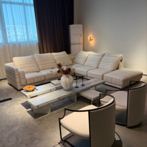 Modern Villa Hotel Living Room Sectional Set, Fabric With Solid <b>Wood</b> <b>Frame</b> & High Density Sponge FI010-AD Modern Design an - Product Image 2