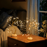 Lumières de sapin de Noël Perle et fil de cuivre de couleur nouvelle génération Interrupteur tactile Gypsophile Petite lampe de table pour chambre à coucher