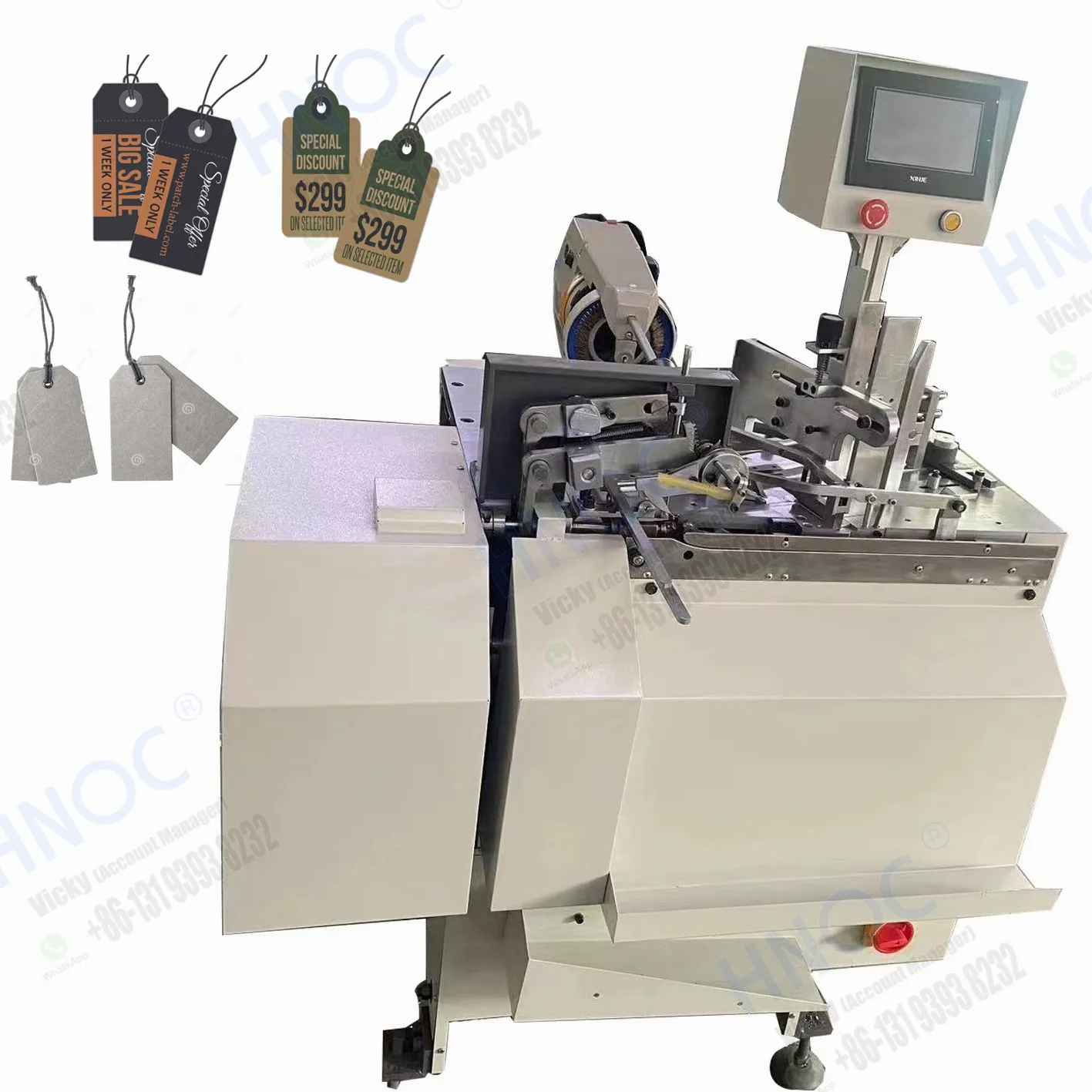 3500-4000 piezas/H máquina para atar etiquetas de tela máquina de cadena de etiquetas de mano máquina troqueladora de etiquetas de papel