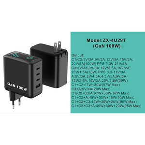 100W USB C Sạc máy tính xách tay Sạc 4 cổng đa nhanh sạc gan Power Adapter hiển thị điều khiển cảm ứng cho Macbook iPhone Samsung - Product Image 6