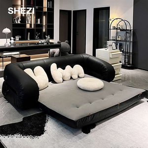 SHEZI nordico minimalista mobili per la casa <span class=keywords><strong>Giovannetti</strong></span> Design unico speciale in pelle divano letto divano letto pieghevole per appartamento - Product Image 1
