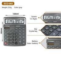 Calculatrice de table à double alimentation CTIFREE extra-large, 12, 14 ou 16 chiffres, 112 étapes, solaire et à piles, écologique, en plastique pour bureau
