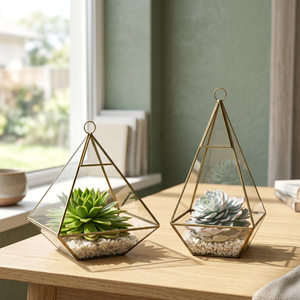 Terrarios de Vidrio Geométricos Modernos, Macetas Colgantes para Suculentas, Decoración de Escritorio, Estilo Minimalista - Product Image 2