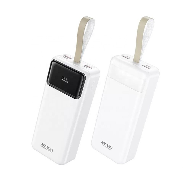 Hight Capacity Power Bank 30000mah 22.5w Fast Charging QC 3.0 USB-C PD 20w Digital Display Portable Powerbank With LED Light