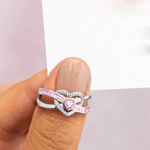 Anello Romantico a Cuore Intrecciato per Donne, Elegante Gioiello da Dito alla Moda - Product Image 6