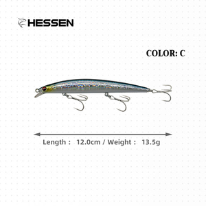 Leurres de pêche Minnow 120mm 13.5g, appât dur flottant, <span class=keywords><strong>crankbait</strong></span> pour brochet, brochet lourd, carpe - Hessen, appât artificiel - Product Image 6