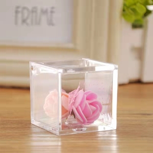 Transparent Plastic Small Food Grade Wedding Candy Box Clear Acrylic Cube Wedding Sugar Favor Acrylic Box