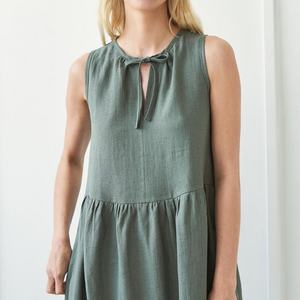 เดรสผ้าลินินเรียบง่ายแบบสั่งตัดสำหรับฤดูร้อนปี 2025 ทรงหลวม คุณภาพสูง ชุดเดรสยาวสำหรับผู้หญิง - Product Image 6