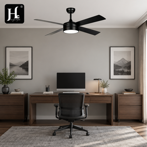 Ventilador de Techo LED de 52 Pulgadas con 4 Aspas, Control Remoto, Motor DC Silencioso, Perfil Bajo para Sala de Estar y Dormitorio Modernos - Product Image 1
