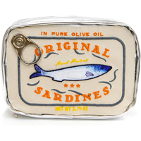 Pochette de maquillage sardine avec logo personnalisé brodé sac de rangement cosmétique en cuir PU avec fermeture éclair
