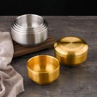 Bol à riz double en acier inoxydable coréen 304 avec couvercle, bol à soupe, bol à riz vapeur, anti-brûlure, pour le camping, écologique, compatible lave-vaisselle
