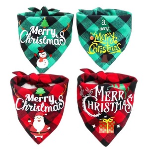 New cross-border plaid fabric Christmas pet triangular bib, drool bib, dog scarf, cat bib, <b>neck</b> <b>warmer</b>, and diaper bib - Product Image 1