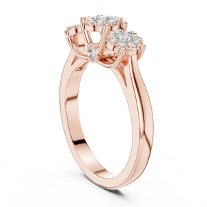 Bague en or rose sertie de diamants, élégante et tendance, bijoux à l'éclat doux pour femmes, idéale pour un mariage, une fiançaille, un cadeau ou un usage quotidien - Product Image 2