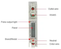 Medidor de Energía Monofásico Acrel ADL10, Modbus Rtu, Gestión de Energía para Gabinete de Distribución, Riel DIN, Pantalla LCD, Tamaño Pequeño