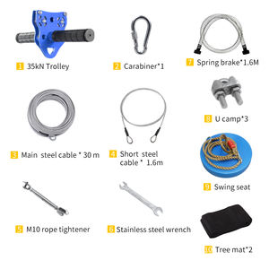 스테인리스 스틸 스프링 브레이크와 어린이용 35KN 트롤리 시트가 있는 5mm 30m 지퍼 라인 키트 사용 지퍼 라인 키트 - Product Image 4