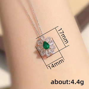 Elegante Collana con Pendente a Goccia in Pietra Verde per Donne, Catena Scintillante per Clavicola, Gioiello alla Moda per Uso Quotidiano, Regalo - Product Image 5