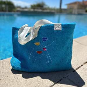 Bolsas de playa para piscina bordadas Bolso de hombro reversible <span class=keywords><strong>extra</strong></span> grande Bolsas de asas de rizo de algodón Premium lujosas y suaves - Product Image 6