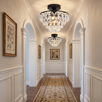 Luminaire suspendu moderne en cristal en forme de goutte d'eau, base E27, réglable, pour couloir et entrée