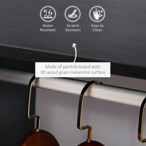 Armoire ouverte noire <span class=keywords><strong>sur</strong></span> <span class=keywords><strong>roulettes</strong></span> avec <span class=keywords><strong>tringle</strong></span> à vêtements et 2 étagères, armoire facile à assembler pour vêtements de chambre - Product Image 3