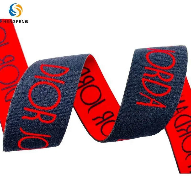 Accept Custom Colored LOGO Brand Woven Jacquard Elastic Waistband Polyester Jacquard Webbing For Bags