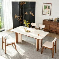Table à manger en marbre et bois massif, design artistique, pour salle à manger de club de luxe ou villa