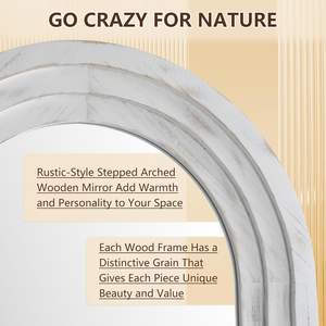 Espejo de pie rústico con marco de madera blanco de 64x21 pulgadas, estilo arqueado, para dormitorio o sala de estar, marca MirrMuse - Product Image 4