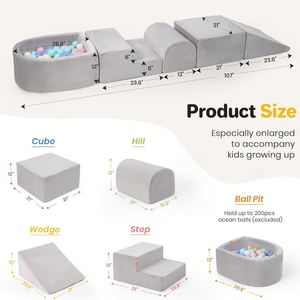 Ensemble de jeu tunnel et blocs d'escalade Playwork Custom Stable Foam Soft Cover 5 pièces pour tout-petits, lavable, pour usage intérieur - Product Image 4