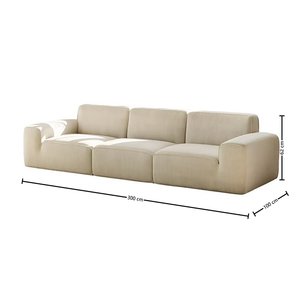 ATUNUS US Stock Drop Shipping Compress Modern L Shape Beige Modular Sectional <b>Cloud</b> Velvet Bedroom Couch Set Sponge - Product Image 4