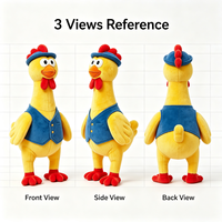 OEM ODM Peluche personnalisée en forme de poulet jaune avec chapeau bleu et gilet pour enfants, cadeau