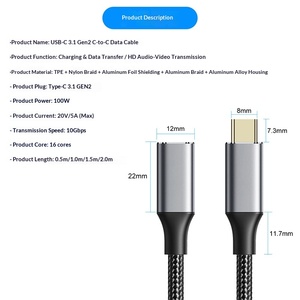 USB <span class=keywords><strong>C</strong></span> EXTENSION CABL, USB <span class=keywords><strong>C</strong></span> Extender CORD ตัวผู้ไปยังตัวเมีย3.1 USB - Product Image 4