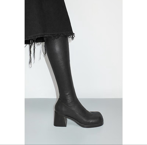 Stivali Western alla Caviglia con Tacco Spesso ed Elastico, Nuovi Stivali Versatili con Tacco Alto e Cerniera Laterale in Vera Pelle per Donna - Product Image 5