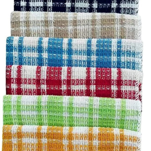 Wholesale Custom 38*64 cm 55 gram/piece check stock ready cotton terry tea <b>waffle</b> woven cloth cleaning kitchen dish towels - Product Image 1