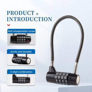 Cadenas à combinaison à 4 chiffres <span class=keywords><strong>pour</strong></span> vélo Serrure à câble étanche réinitialisable Serrures de <span class=keywords><strong>porte</strong></span> <span class=keywords><strong>pour</strong></span> <span class=keywords><strong>sac</strong></span> de valise de gymnastique - Product Image 5