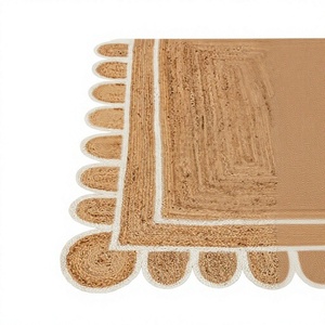 Customizable Size Natural Handmade Modern Area Rug Abstract Pattern Scallop <b>Wool</b>/Silk Non-Slip PET Friendly Flat Pile RUG - Product Image 1