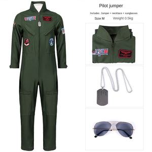 Costume de scène pour <span class=keywords><strong>Halloween</strong></span>, uniforme de pilote <span class=keywords><strong>Top</strong></span> <span class=keywords><strong>Gun</strong></span> en polyester, fête de bar, performance de groupe d'athlètes - Product Image 4