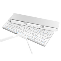 Nouveau mini clavier sans fil pliable avec support, compatible avec 3 appareils, rechargeable, pliable, BT, métal, ultra fin, pour téléphone et tablette