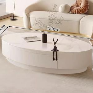 Filet de table basse ovale en ardoise à vent crème moderne rouge Design de luxe simple pour le salon pour les petits ménages - Product Image 4