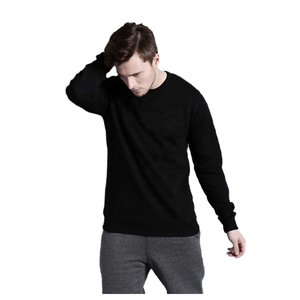 เสื้อสเวตเชิ้ตคอกลมสีดำสำหรับผู้ชาย ทรงปกติ ผ้าฝ้ายถัก สวมใส่สบายๆ สำหรับฤดูใบไม้ร่วง - Product Image 1