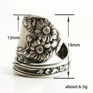 Anillo de Plata Q438 con Diseño de Flor, Estilo Vintage, Unisex, Joyería de Moda, Regalo, Diseño Sencillo - Product Image 5